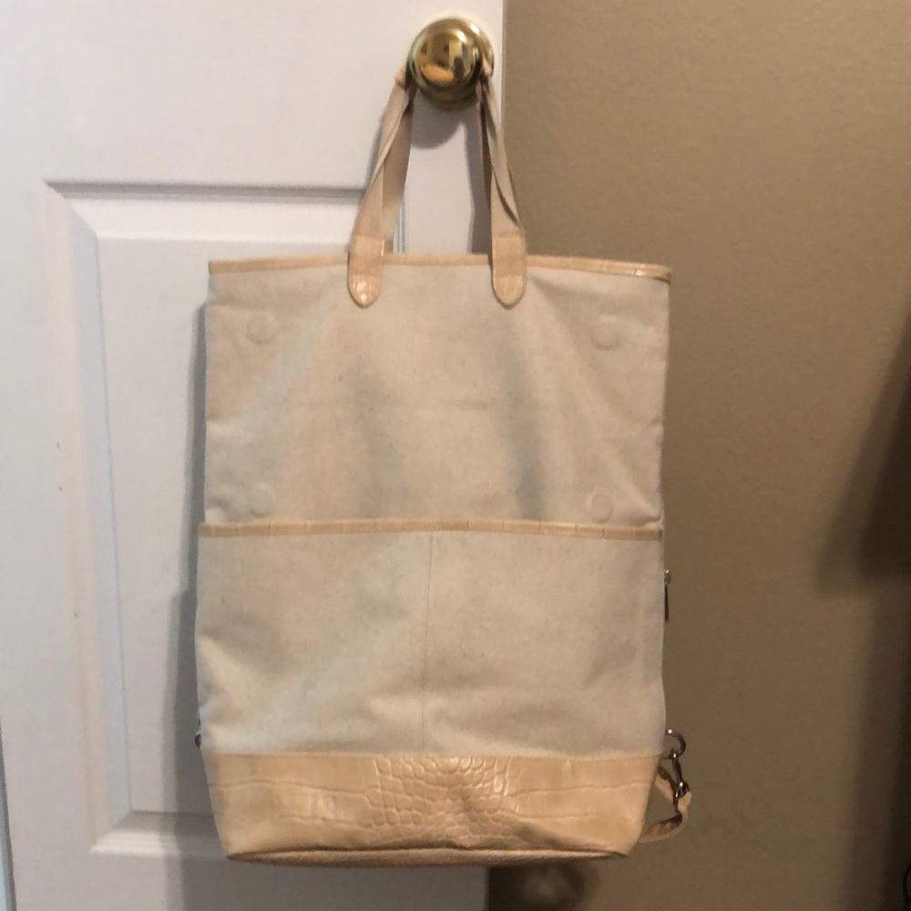 Beis Convertible Backback in Beige & Croc